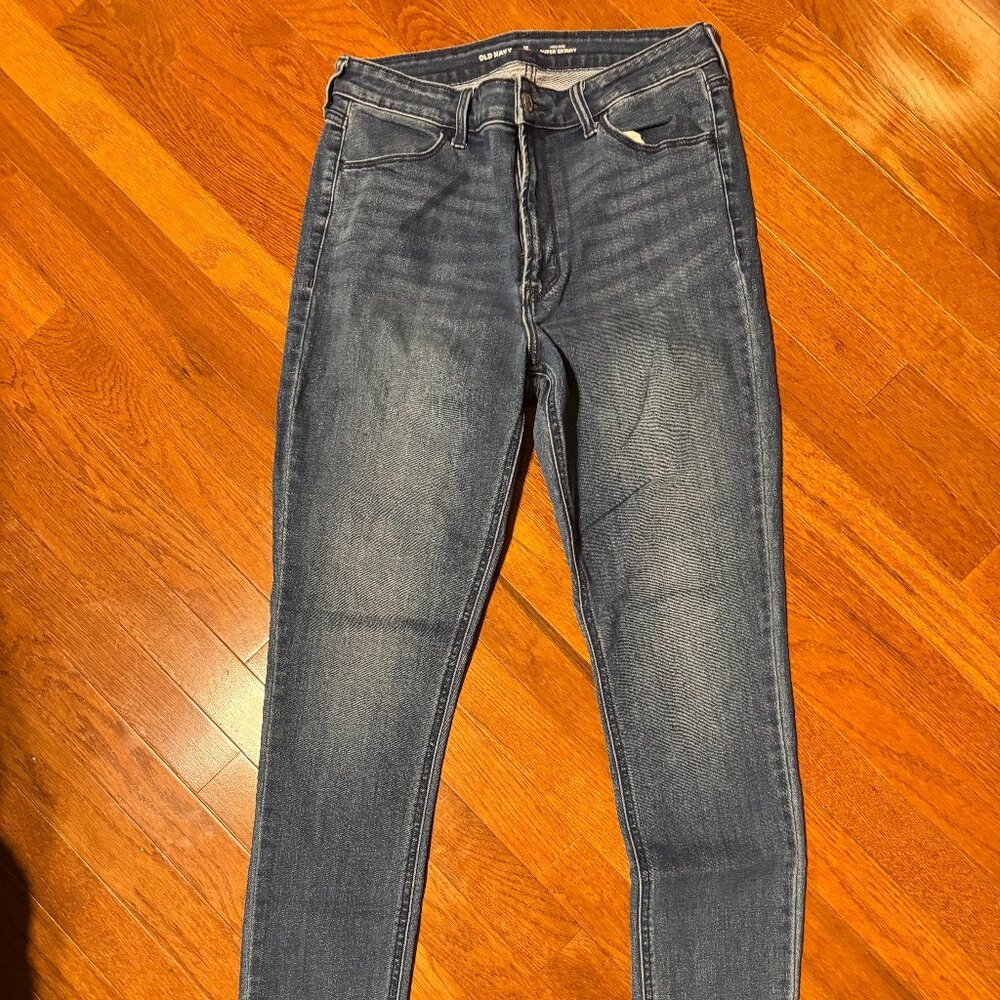 Old Navy High Rise Super Skinny Jeans 10 Tall Dark Wash Stretch Denim Pants